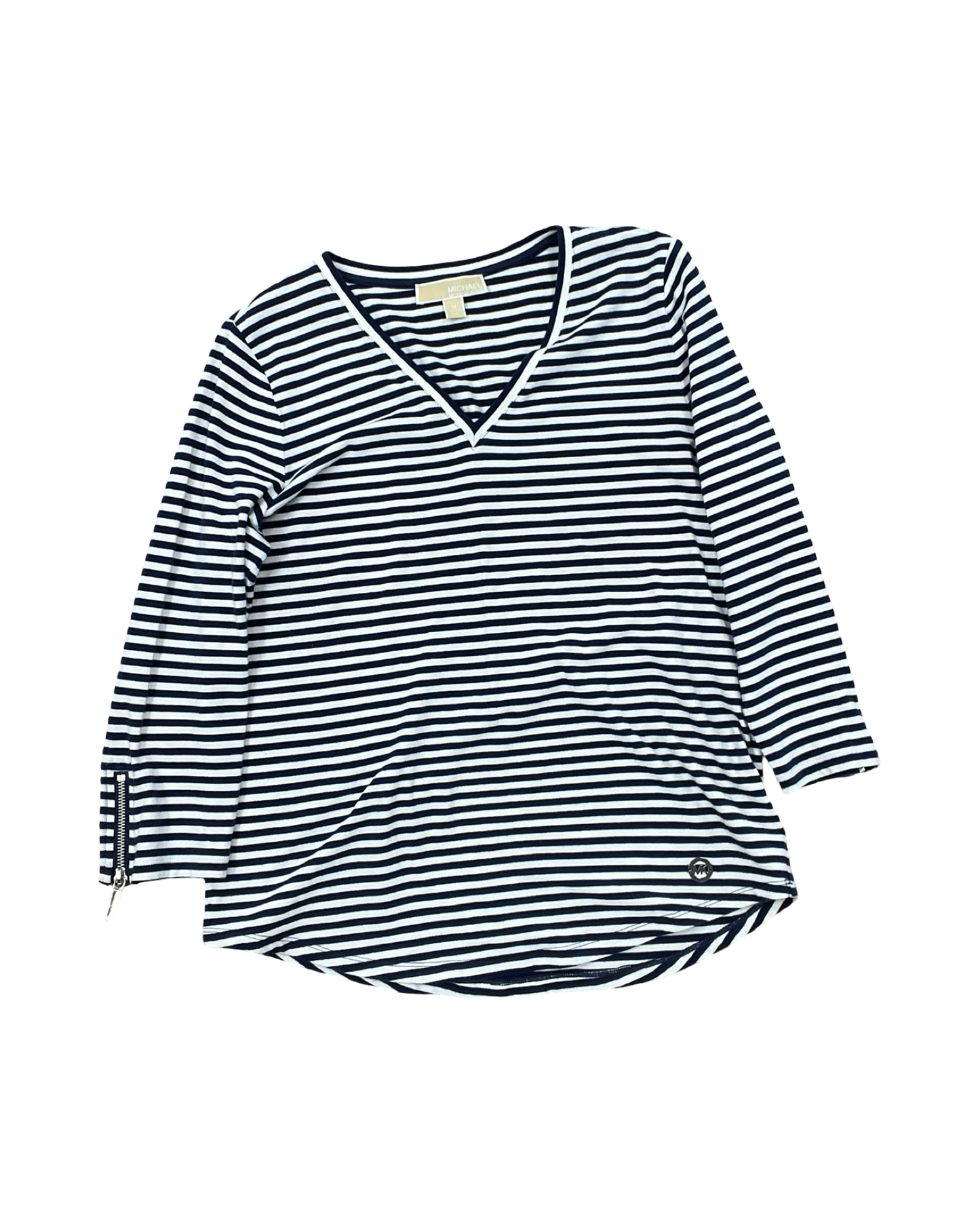 Top 3/4 Sleeve By Michael By Michael Kors In Blue & White, Size:M