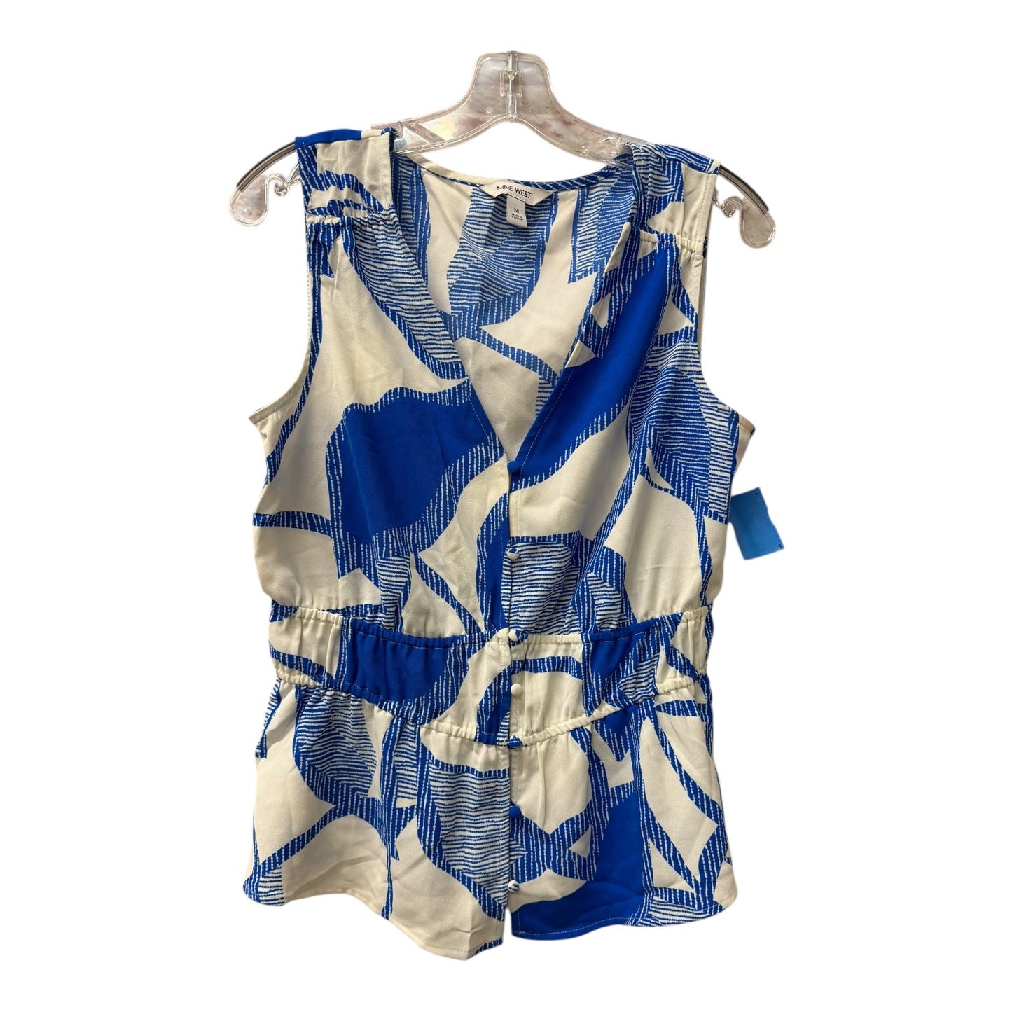 Top Sleeveless By Nine West In Blue & White, Size:M