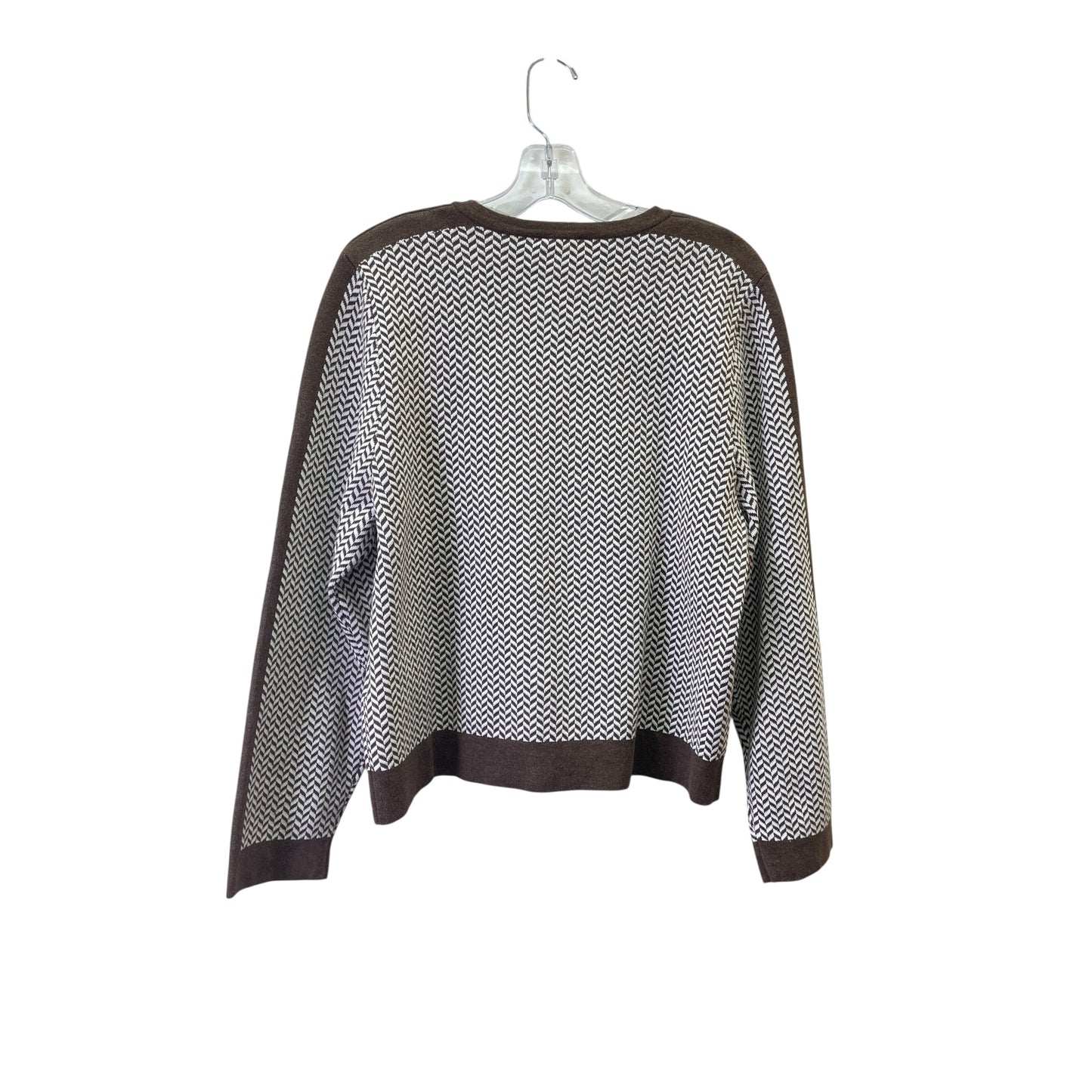 Sweater Cardigan By Marble In Brown & White, Size:M