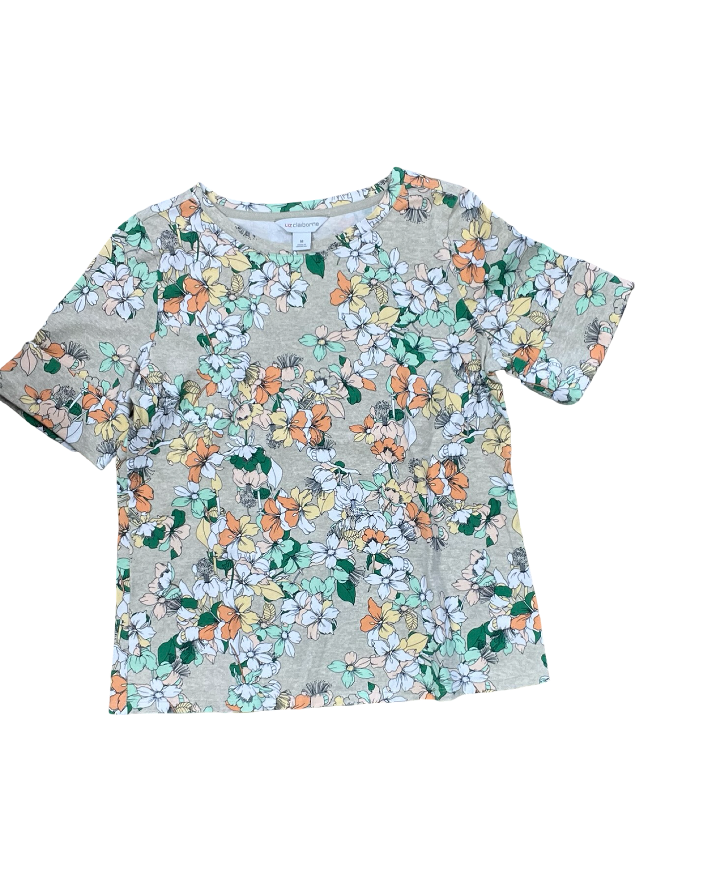 Top Ss By Liz Claiborne In Floral Print, Size:M