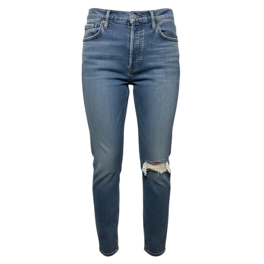 Nico High Rise Slim Fit Jeans By Agolde In Blue Denim, Size: 4
