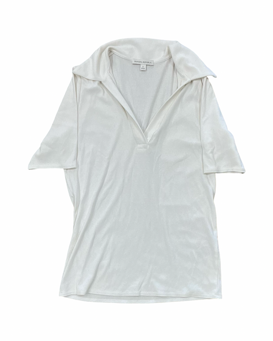 Top 3/4 Sleeve By Banana Republic In White, Size:L
