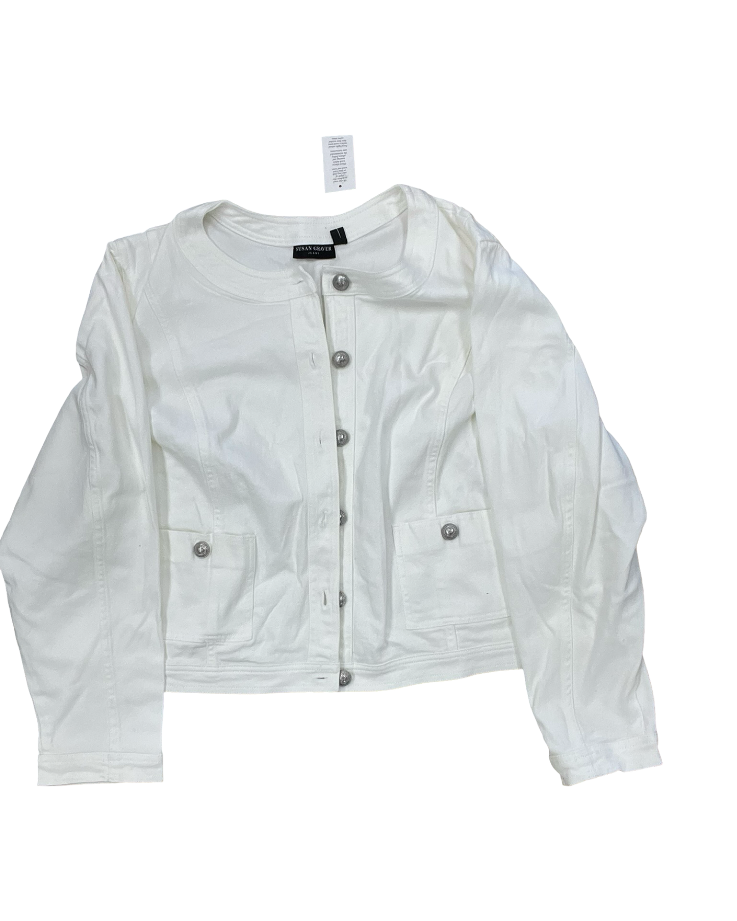 Jacket Denim By Susan Graver In White, Size:3X