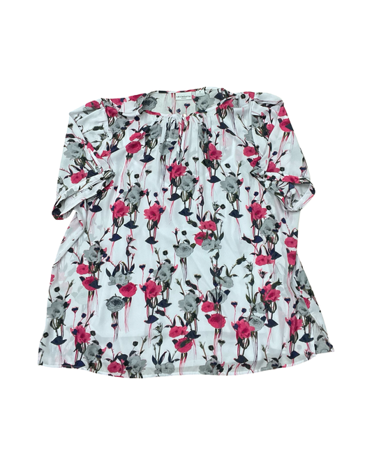 Top Ss By Liz Claiborne In Pink & White, Size:2X