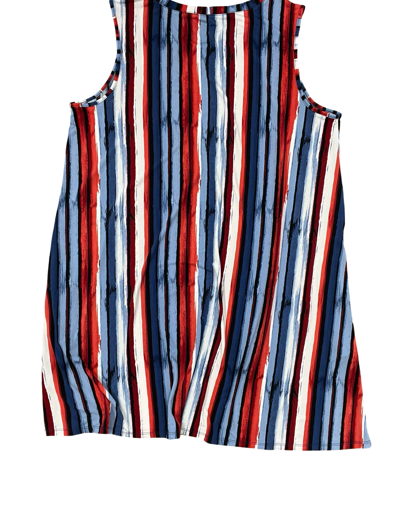 Dress Casual Midi By Apt 9 In Blue Red & White, Size:1X