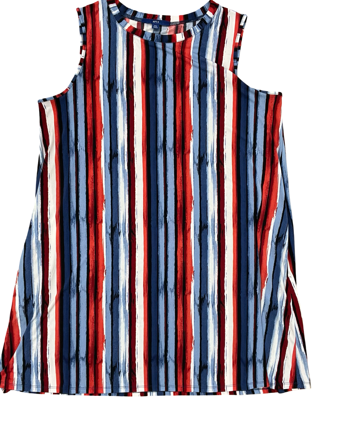 Dress Casual Midi By Apt 9 In Blue Red & White, Size:1X