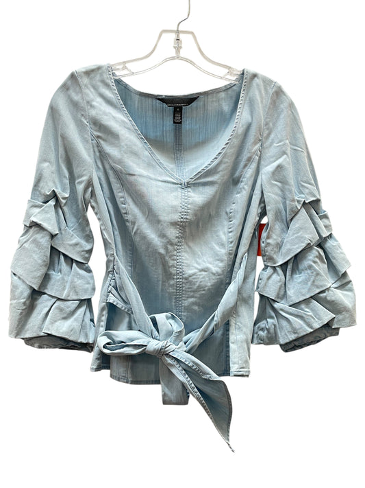 Top 3/4 Sleeve Basic By White House Black Market In Blue, Size:6