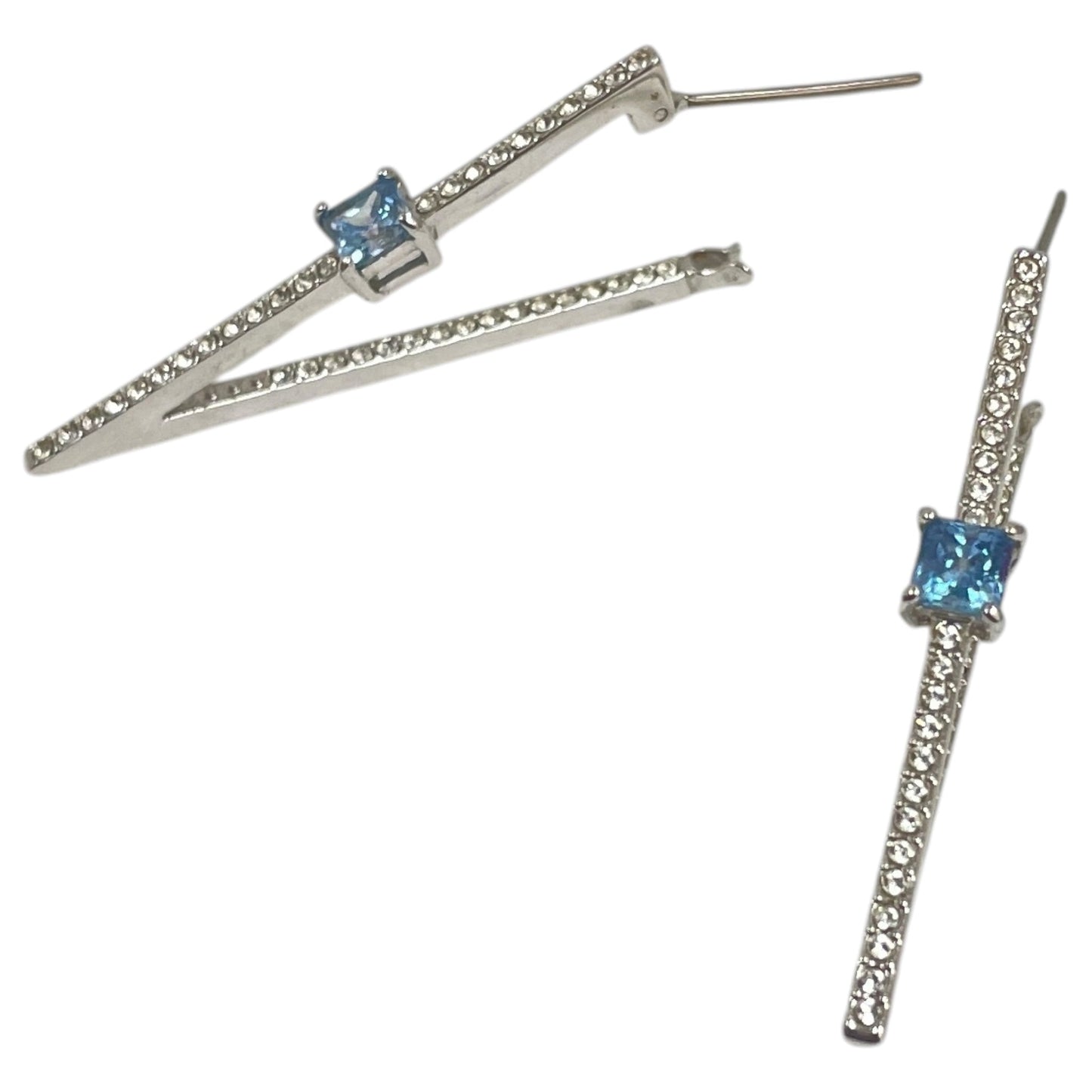 Earrings Designer By Swarovski In Blue & Silver