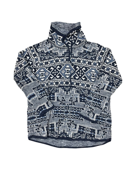 Sweatshirt Collar By Chaps In Blue & Cream, Size:1X