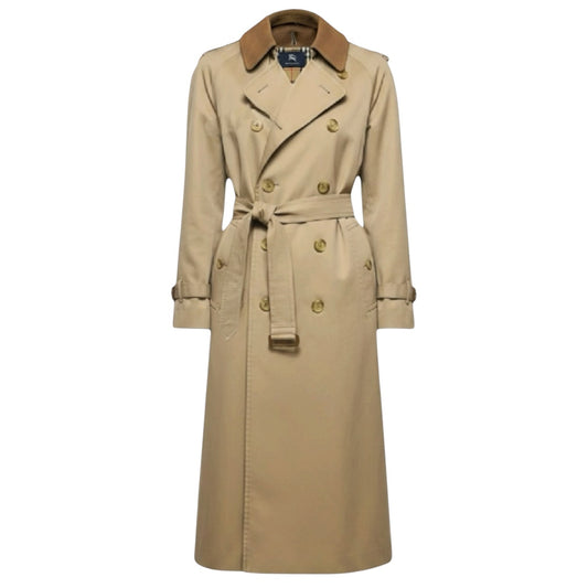 AS IS Vintage Double Breasted Trench Coat With Removable Nova Check & Wool Liner Luxury Designer By Burberry In Tan, Size: M