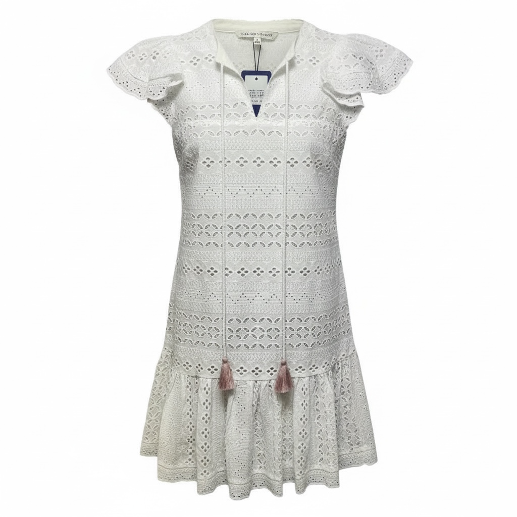 Caro Eyelet Drop Waist Dress Designer By Rebecca Minkoff In White, Size: 2