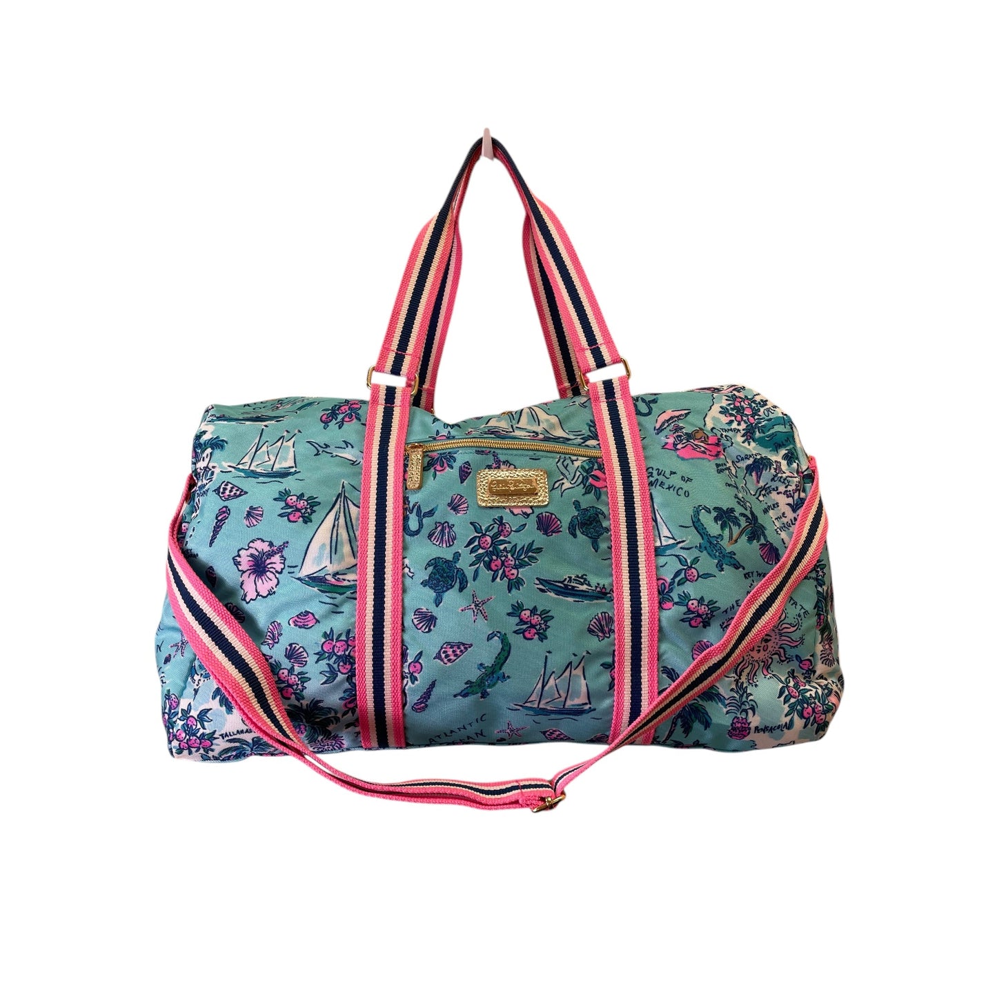 Duffle And Weekender Designer By Lilly Pulitzer In Blue & Pink, Size:Large