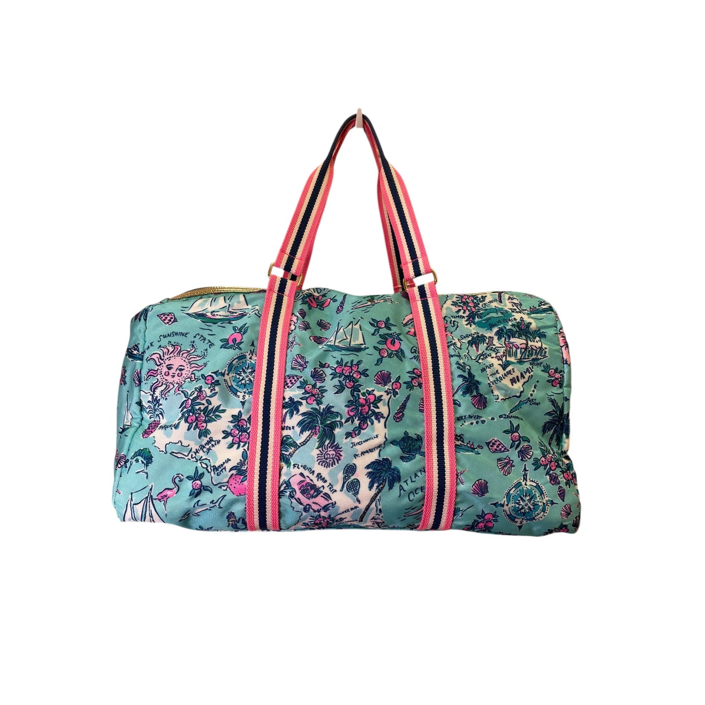 Duffle And Weekender Designer By Lilly Pulitzer In Blue & Pink, Size:Large