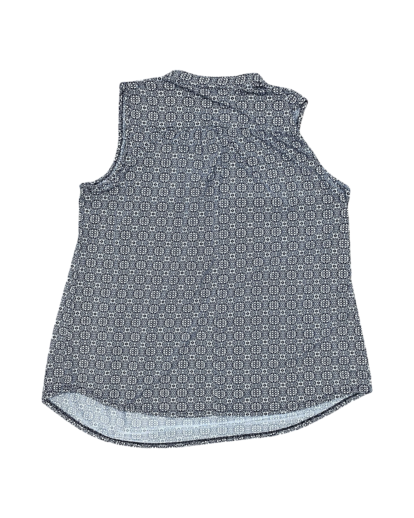 Top Sleeveless By Cocomo In Blue & White, Size:1X