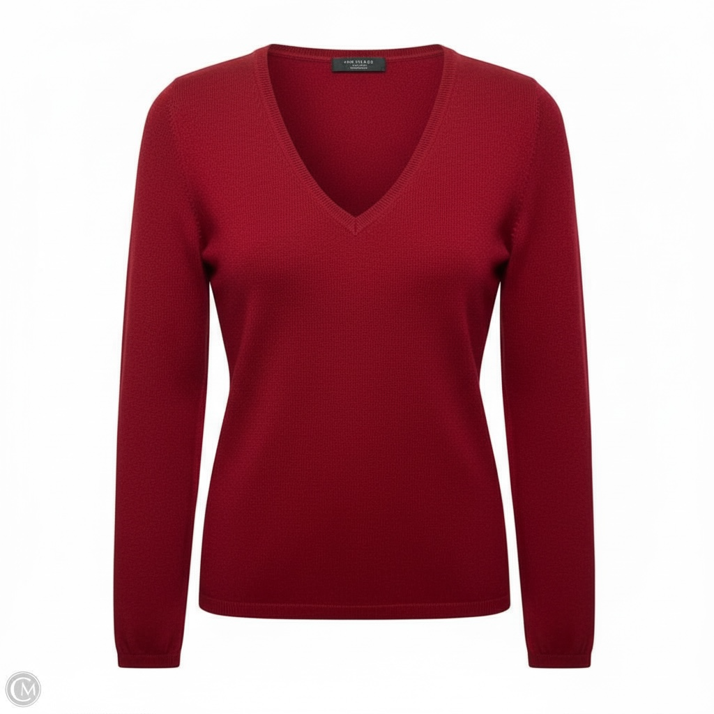V Neck Cashmere Sweater By Ann Taylor In Red, Size: S