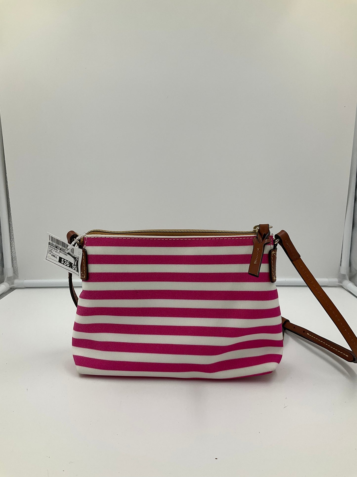 Crossbody Designer By Dooney And Bourke In Pink & White, Size:Small
