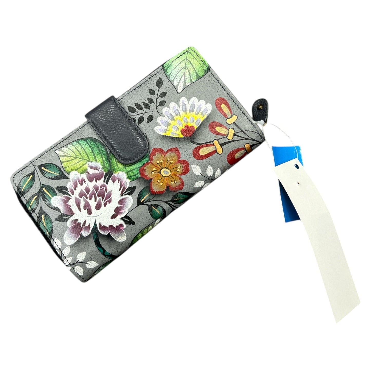 Wallet Leather By Anuschka In Grey, Size:Large