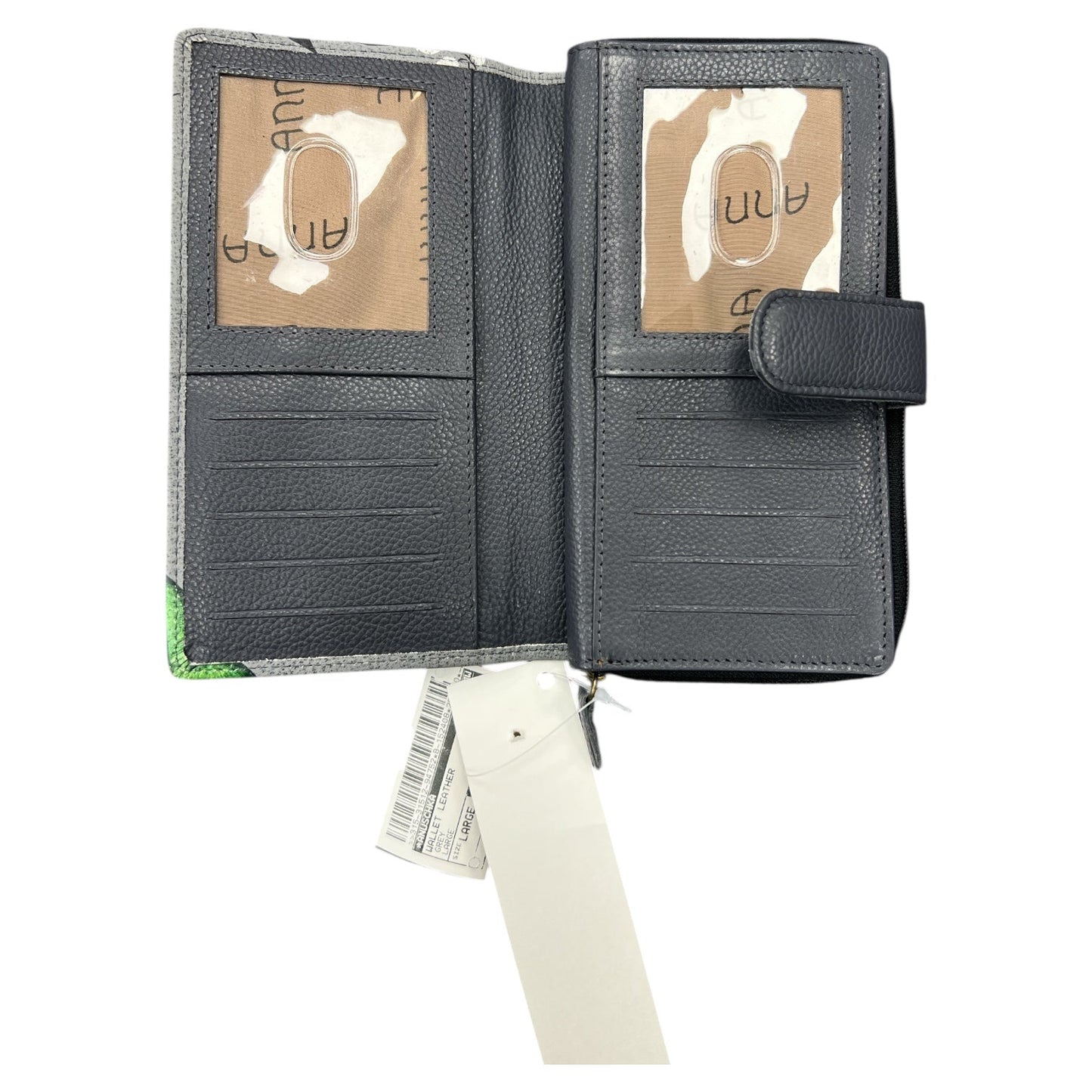 Wallet Leather By Anuschka In Grey, Size:Large