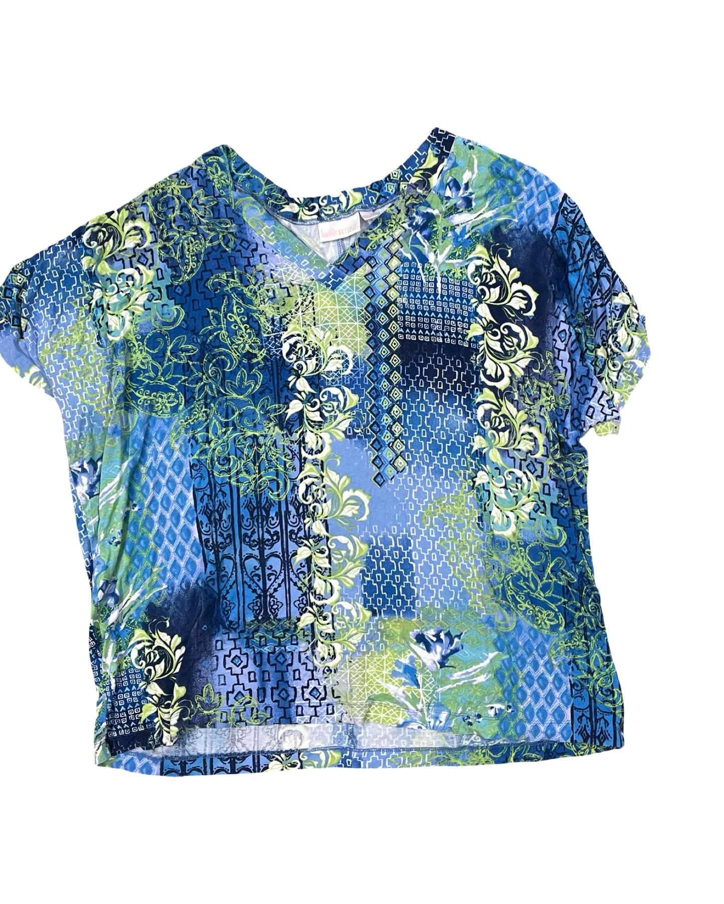 Top Ss By Belle By Kim Gravel In Blue & Green, Size:1X