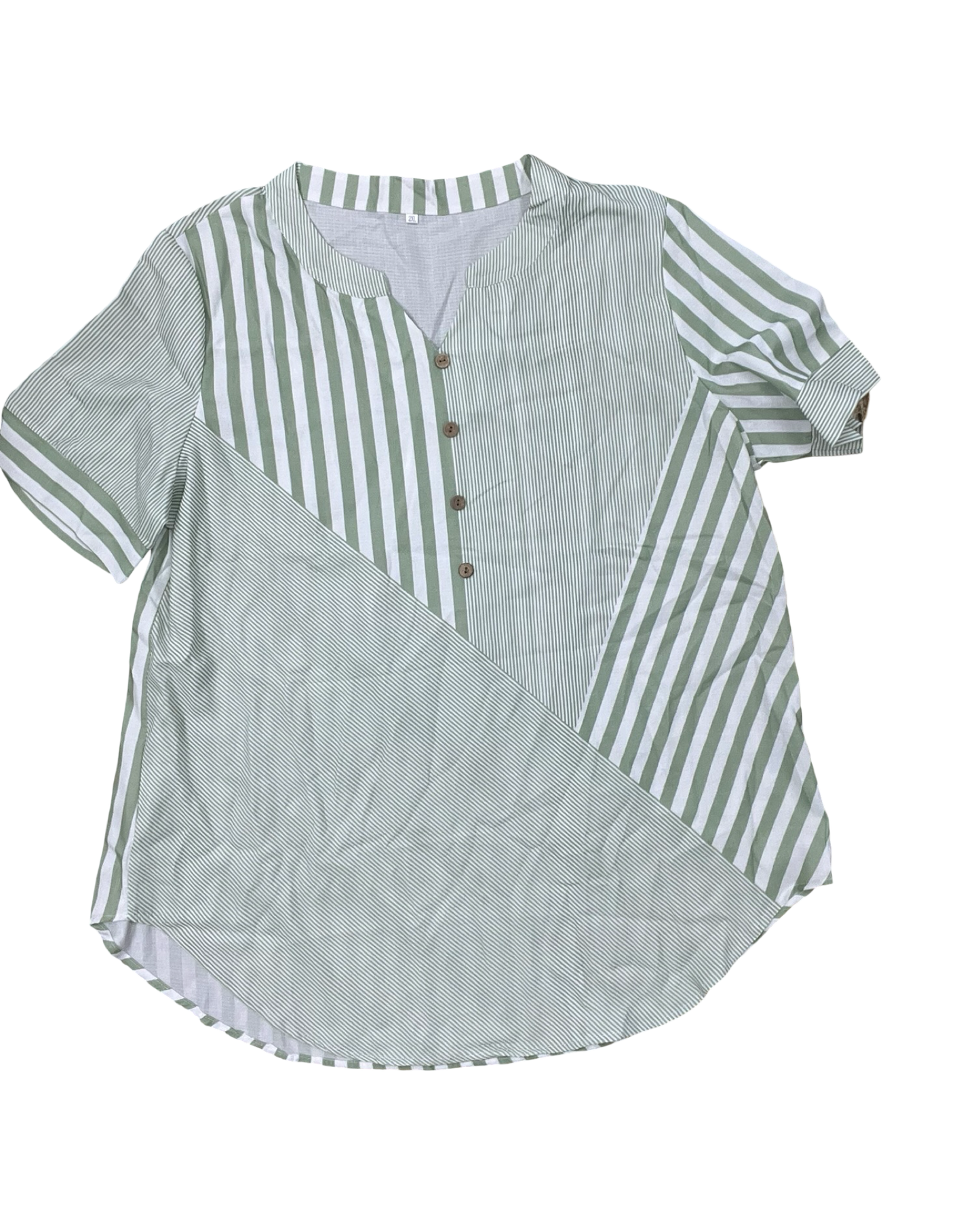 Top Ss By Clothes Mentor In Green & White, Size:2X