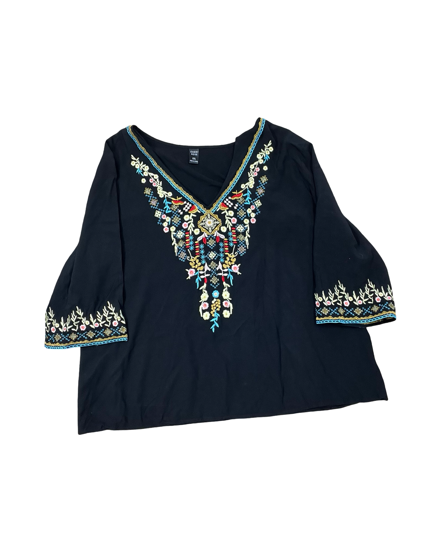 Top 3/4 Sleeve By Emery Rose In Black, Size:1X
