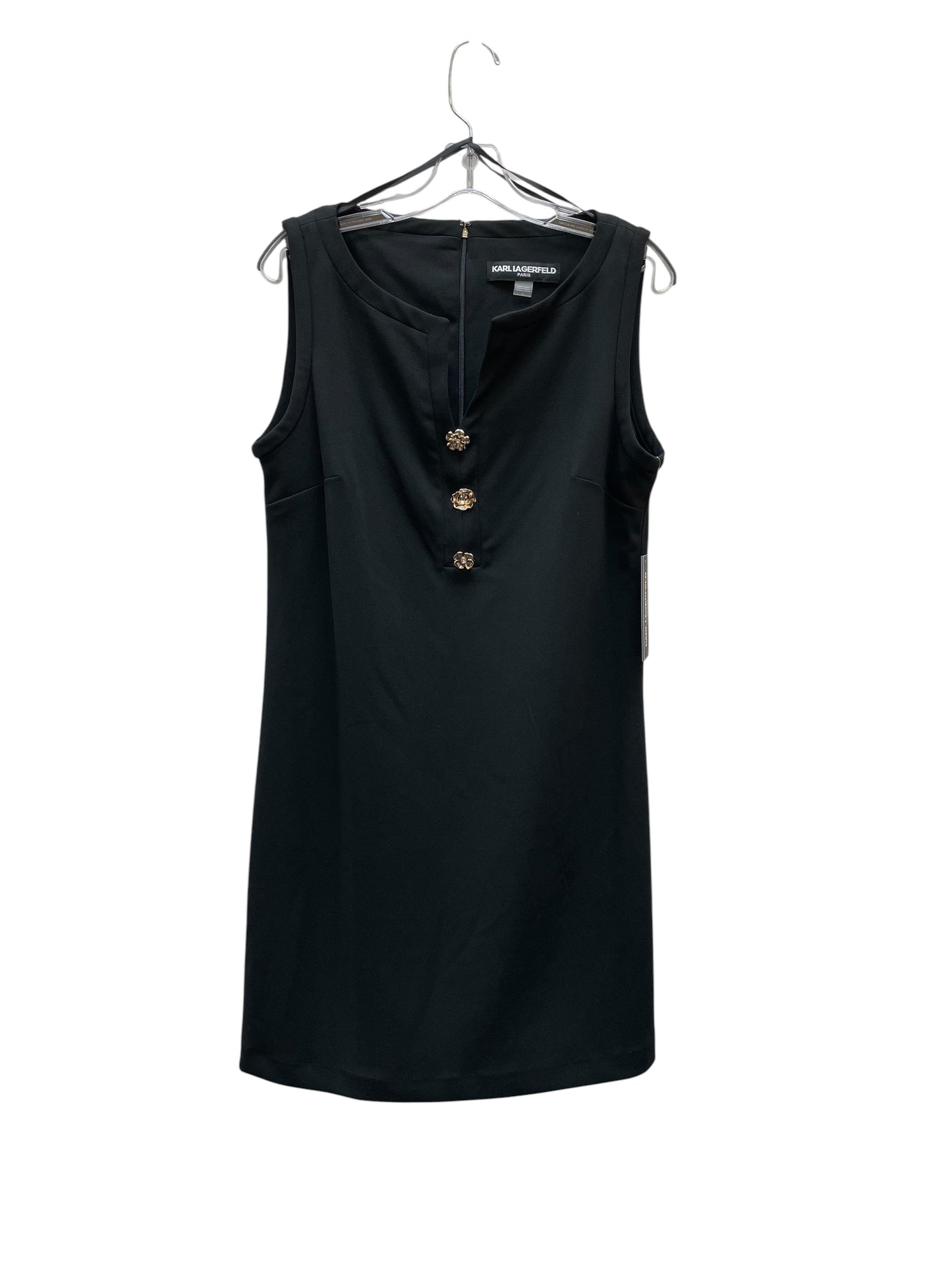 Dress Designer By Karl Lagerfeld In Black & Gold, Size:L