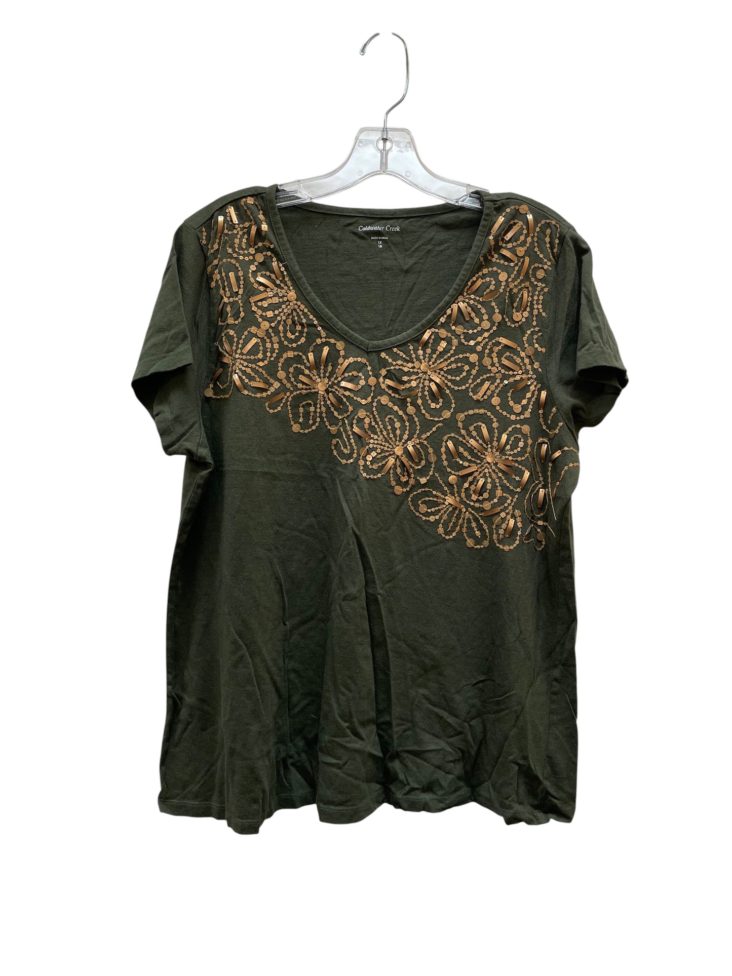 Top Ss Basic By Coldwater Creek In Green, Size:1X