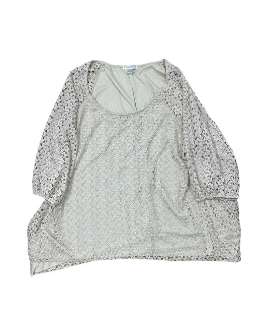 Top 3/4 Sleeve By Dressbarn In Tan, Size:1X
