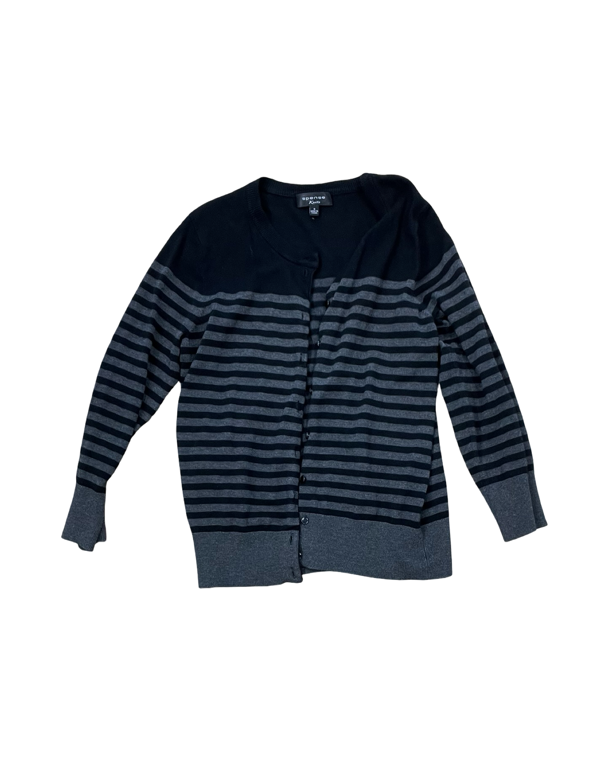 Sweater Cardigan By Spense In Black & Grey, Size:S