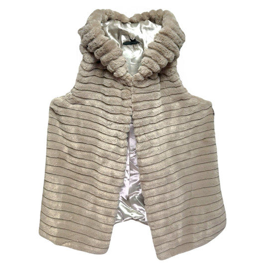 Faux Fur Hooded Vest By Rachel Zoe In Taupe, Size: S