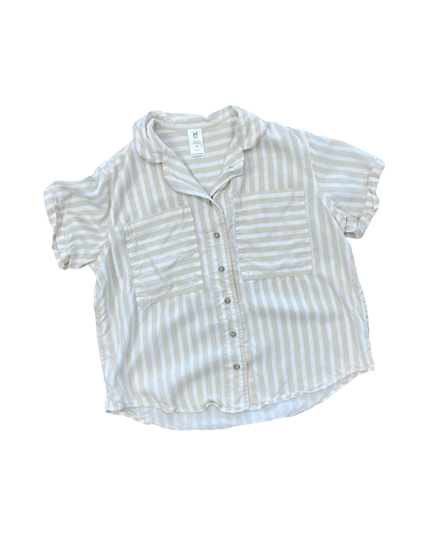 Blouse Ss By Members Mark In Tan & White, Size:M