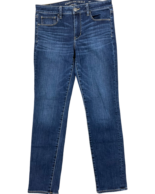 Jeans Skinny By American Eagle In Blue Denim, Size:12L