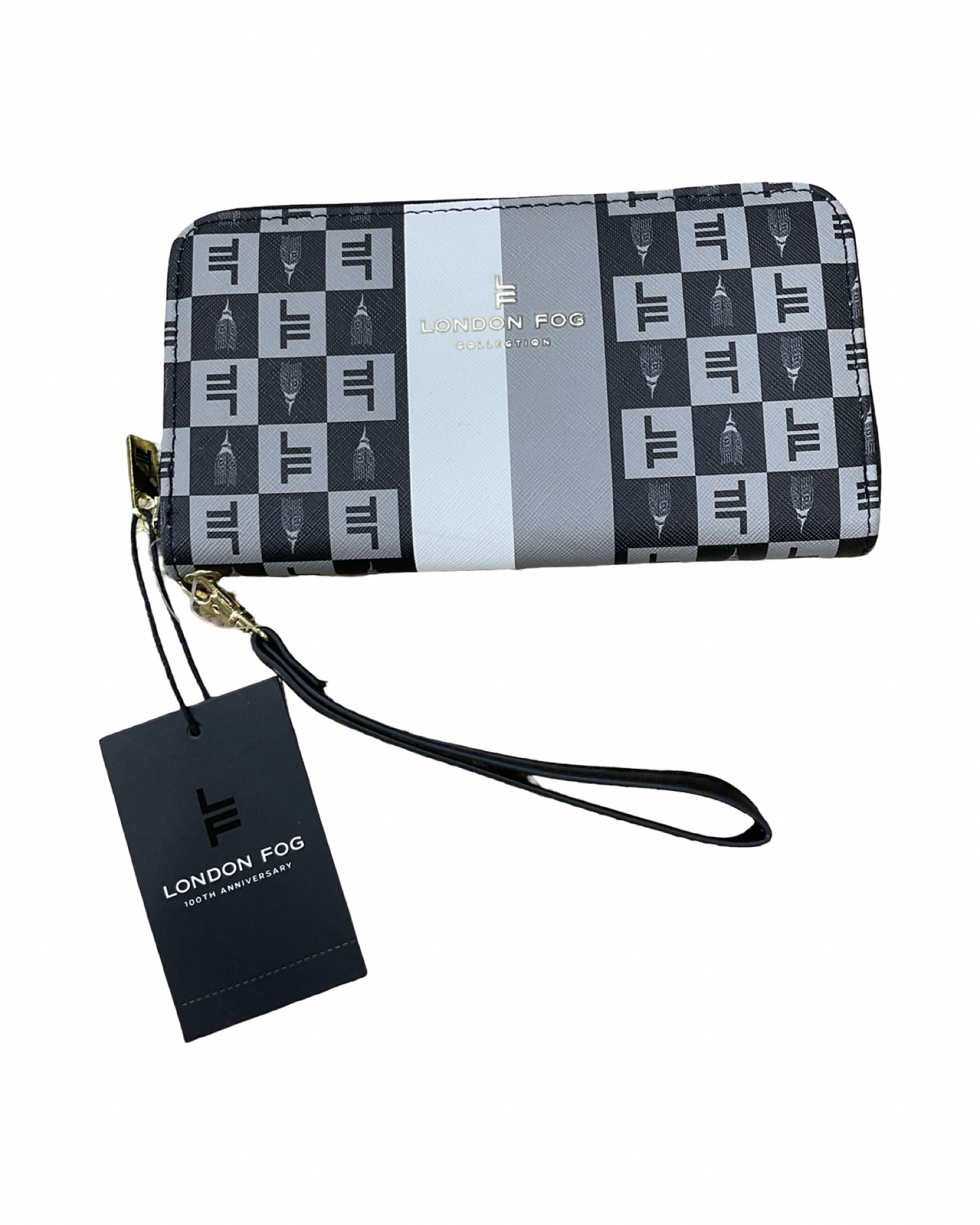 Wristlet By London Fog In Black & Grey, Size:Medium