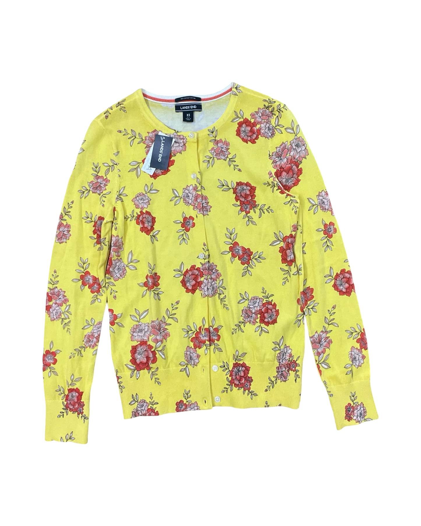 Cardigan By Lands End In Yellow, Size:Xs
