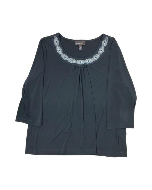 Top 3/4 Sleeve By Dana Buchman In Black, Size:Xl