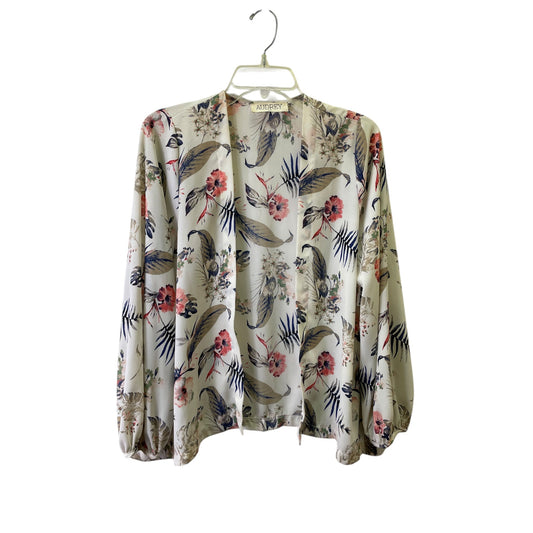 CARDIGAN by AUDREY In CREAM & GREEN, Size: S