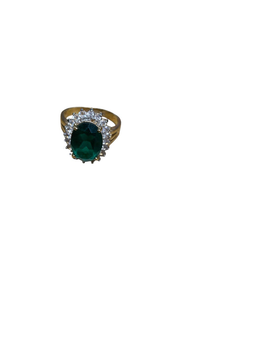 Ring Statement By Cme In Gold & Green, Size:9