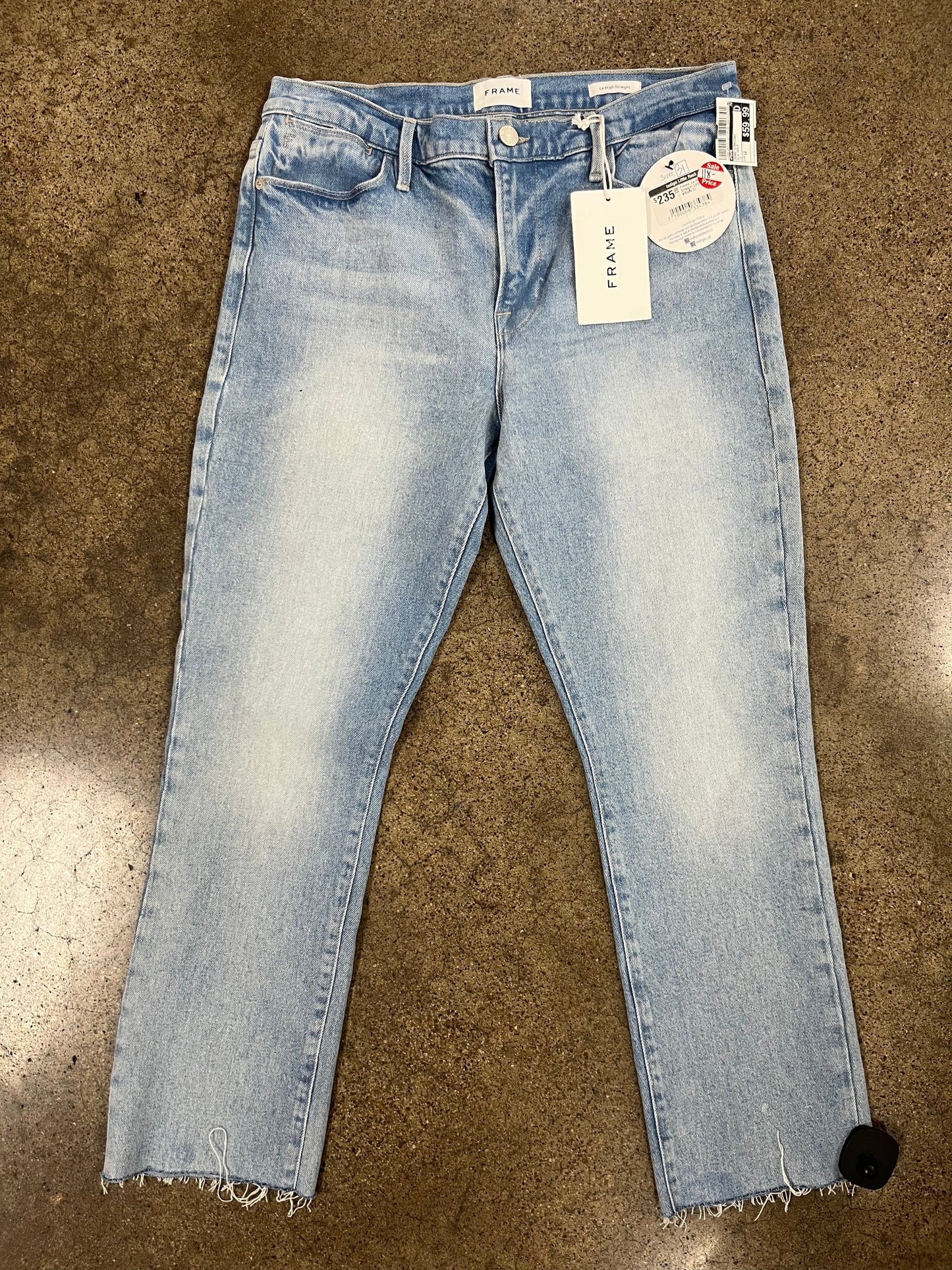 Jeans Straight By Frame In Blue Denim, Size:12