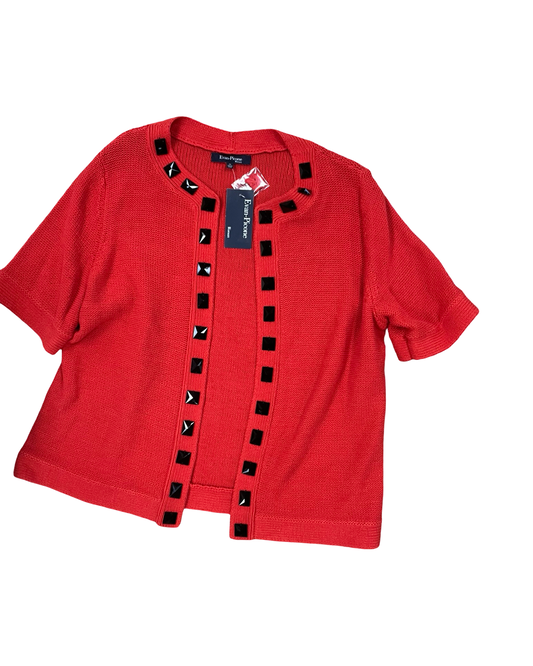 Sweater Cardigan By Evan-Picone In Orange, Size:1X