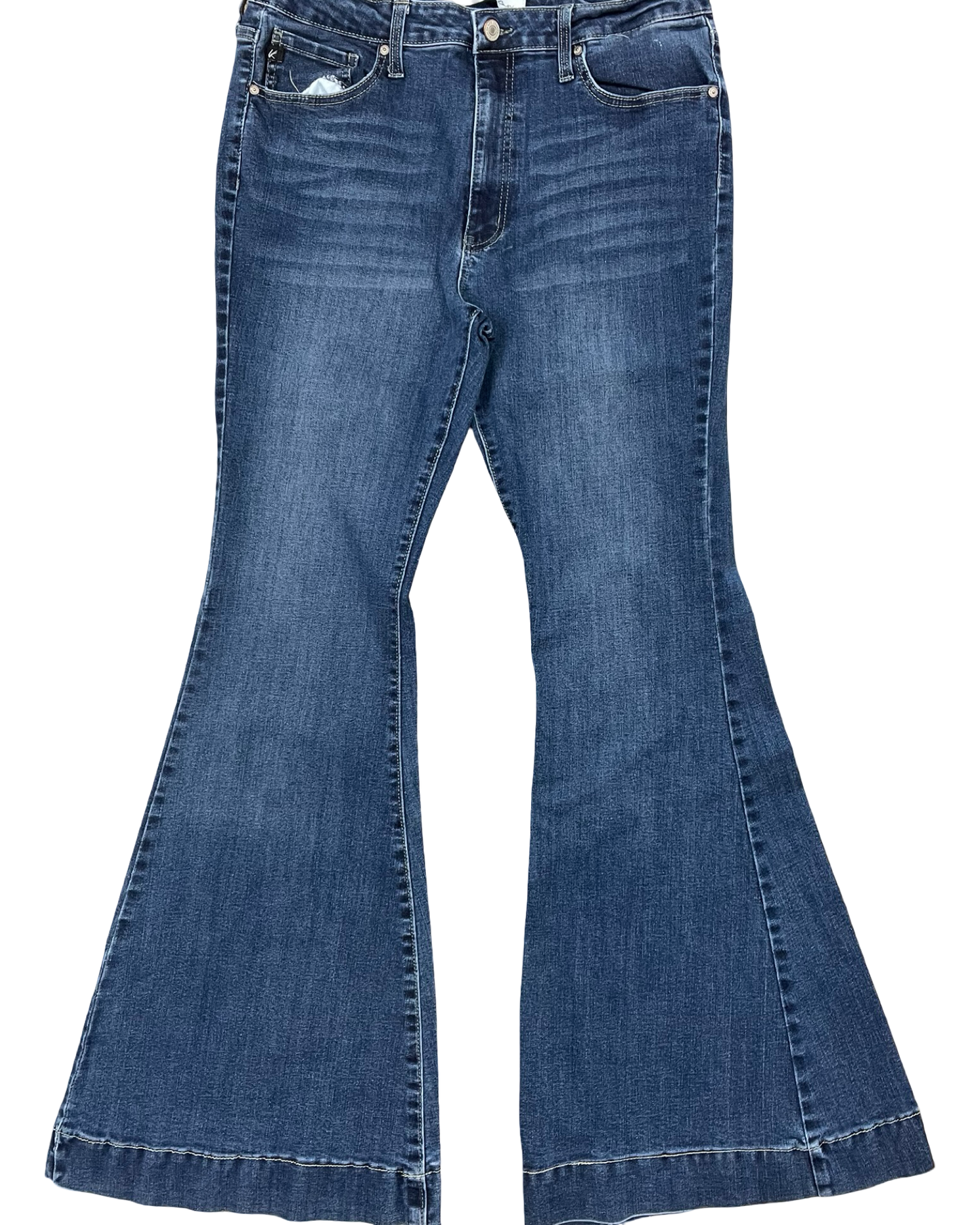 Jeans Flared By Kancan In Blue Denim, Size:10