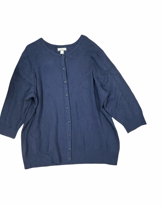 Sweater Cardigan By Croft And Barrow In Navy, Size:2X