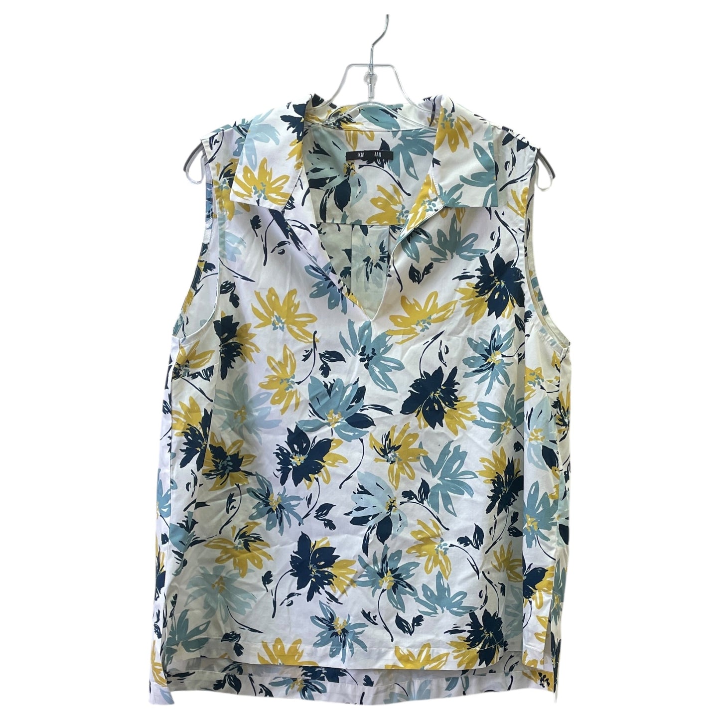 Top Sleeveless By KAL REIMAN In Blue & Yellow, Size:Xl