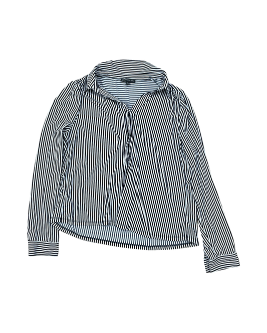 Blouse Ls By Adrianna Papell In Blue & White, Size:L