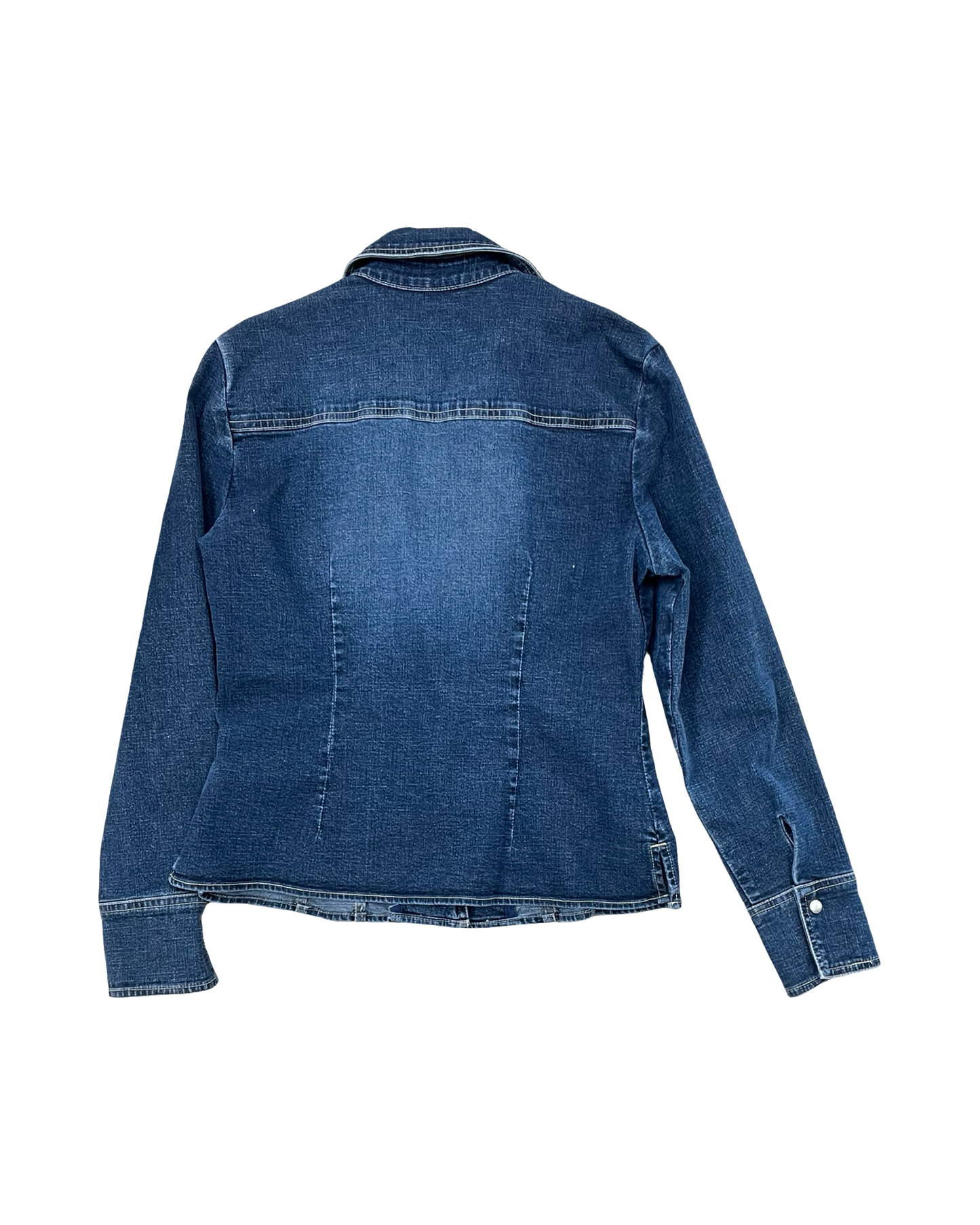 Blouse Ls By Christopher And Banks In Blue Denim, Size:M