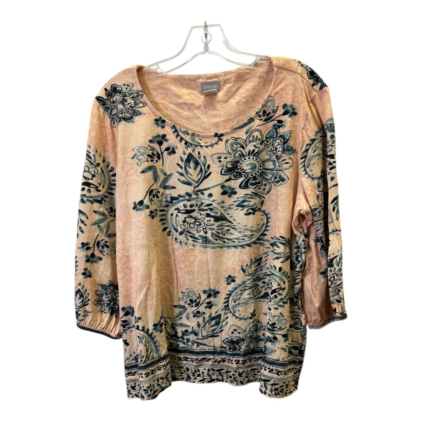 Top 3/4 Sleeve Basic By Chicos In Orange, Size:16