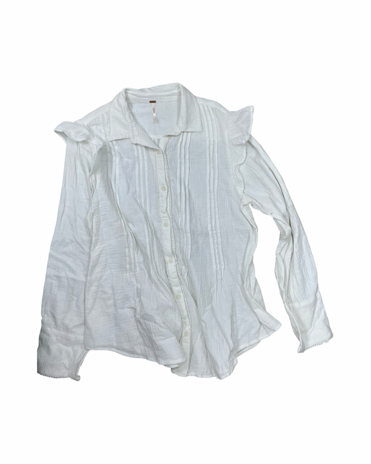 Blouse Ls By Free People In White, Size:M