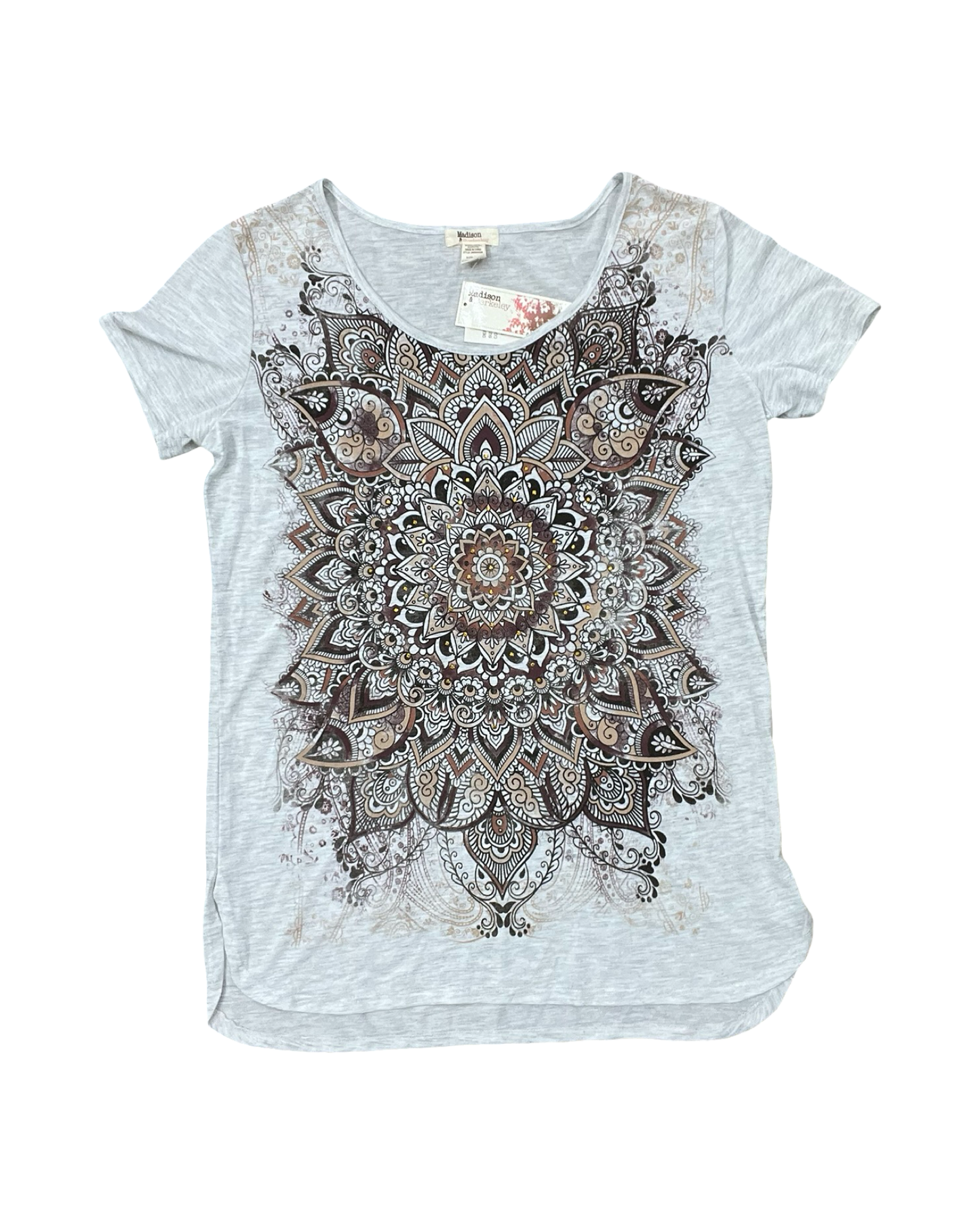 Top Ss By Clothes Mentor In Brown & Grey, Size:Xl