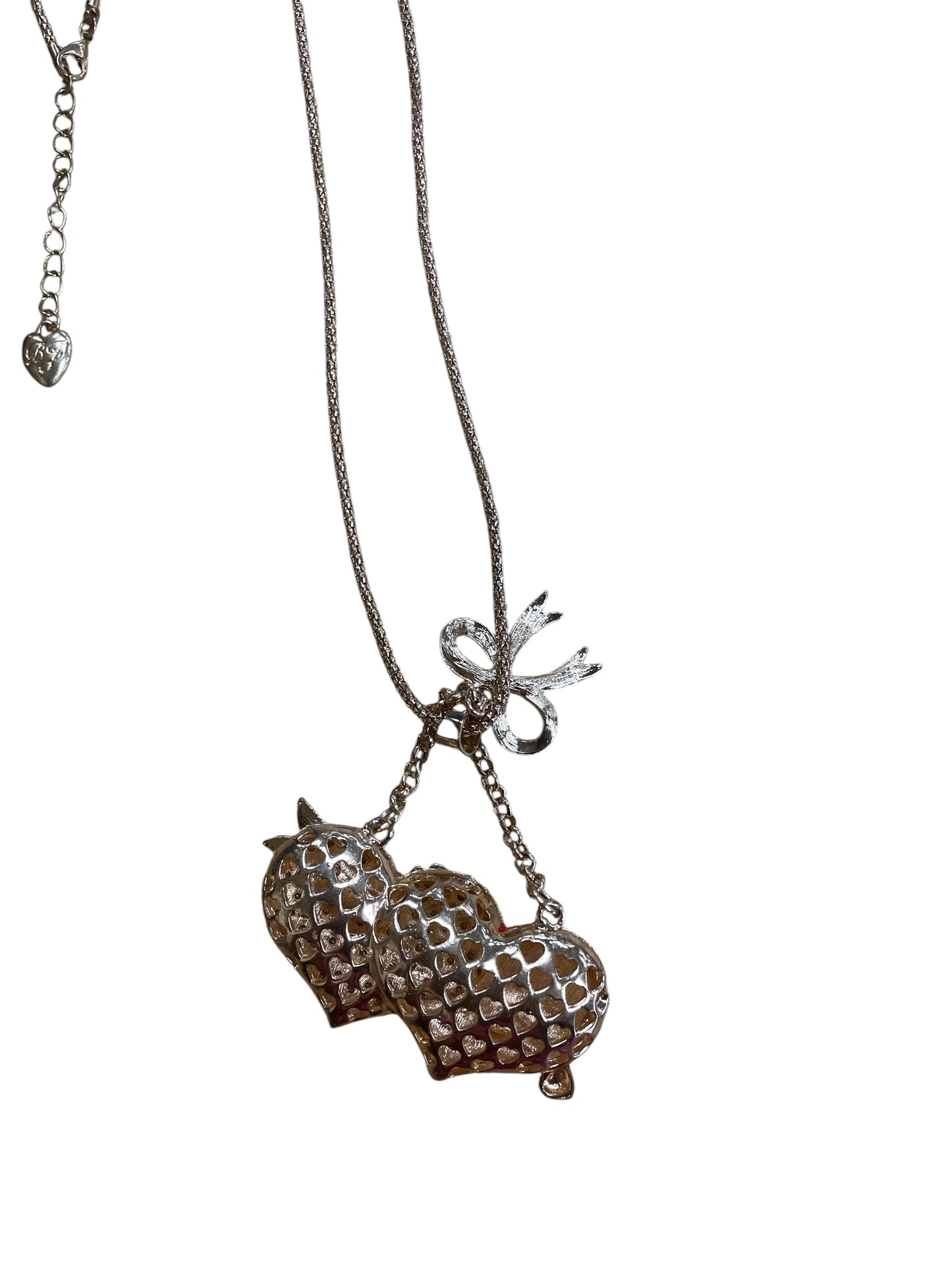 Necklace Charm By Betsey Johnson In Gold & Red