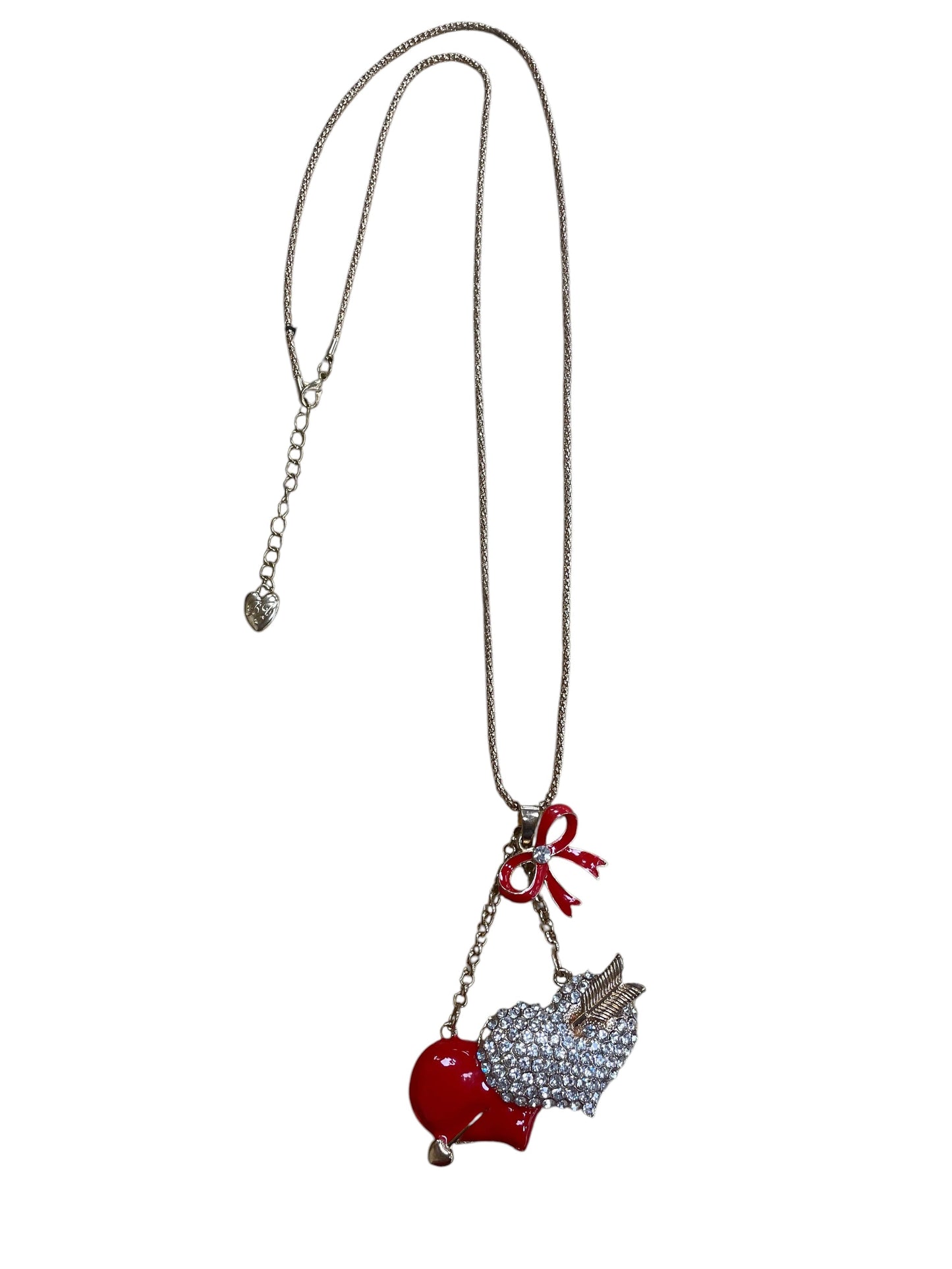 Necklace Charm By Betsey Johnson In Gold & Red