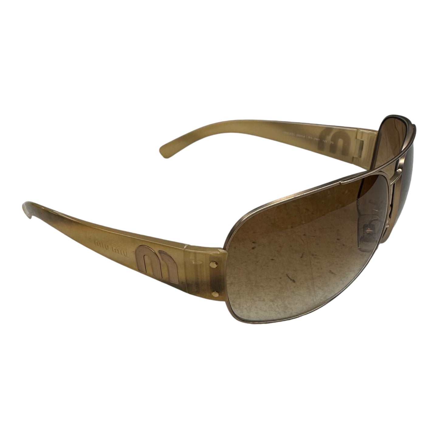 Sunglasses Luxury Designer By Miu Miu In Gold